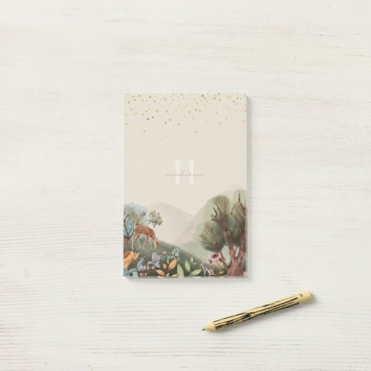 Gekleurd potlood laat het avontuur beginnen post-it® notes (Op bureau)