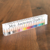 Gekleurd Potlood Rainbow Personaliseer Bureau Naam Naambordje (Zijkant)