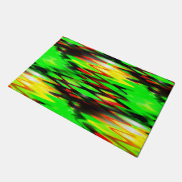 Gekleurd rood en groen en vormt abstracte zigzag deurmat