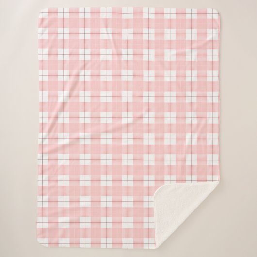 Gekleurd Roze Plaid Sherpa Deken (Voorkant)