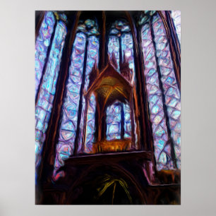 Gekleurd sainte-Chapelle glas in Parijs - Olie Poster
