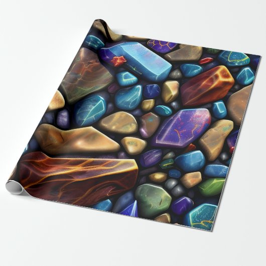 Gekleurd stenen mozaïekpatroon cadeaupapier (Uitgerold)