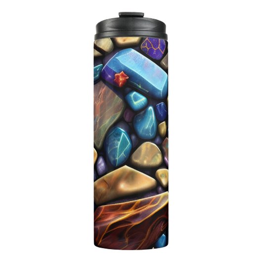 Gekleurd stenen mozaïekpatroon thermosbeker (Voorkant)