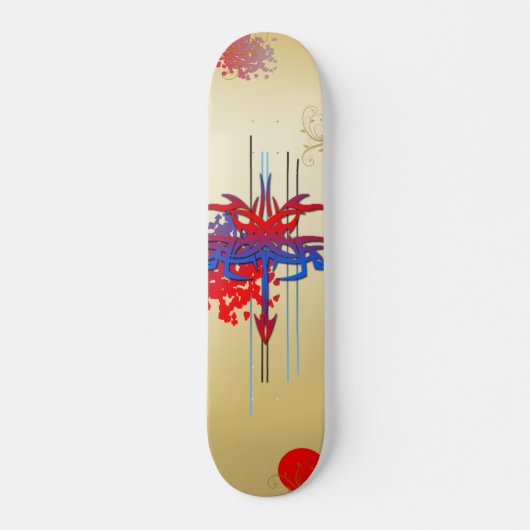 Gekleurd Tattoo ontworpen skateboard (Voorkant)