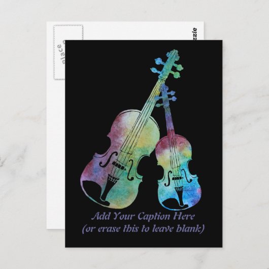Gekleurd Violin en Viola Briefkaart (Voorkant / Achterkant)