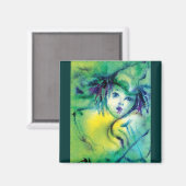 GEKLEURD VIOLIN SPELEN IN GROEN MAGNEET (Voorkant / Achterkant)