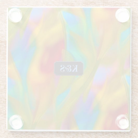 Gekleurd Vuur - Flame Look Glass - monogrammen / n Glazen Onderzetter (Achterkant)