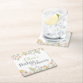 Gekleurd Wildflower Floral Baby shower Kartonnen Onderzetters (Insitu)