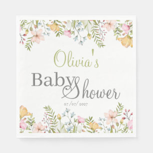 Gekleurd Wildflower Floral Baby shower Servet