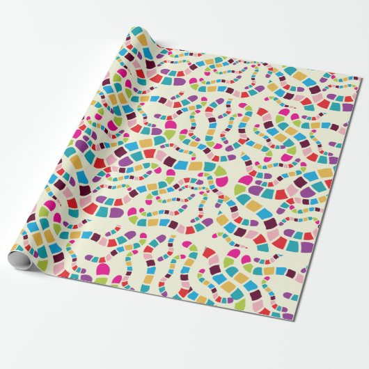 Gekleurd Worms Wrapping Paper Cadeaupapier (Uitgerold)