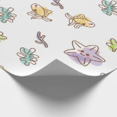 gekleurd zeefpatroon met zeeslepels en vissen v cadeaupapier (Hoek)