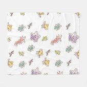 gekleurd zeefpatroon met zeeslepels en vissen v fleece deken (Voorkant (Horizontaal))