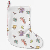 gekleurd zeefpatroon met zeeslepels en vissen v kleine kerstsok (Voorkant)