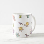 gekleurd zeefpatroon met zeeslepels en vissen v koffiemok (Voorkant rechts)