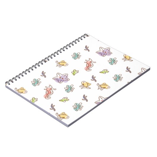 gekleurd zeefpatroon met zeeslepels en vissen v notitieboek (Linkerzijde)