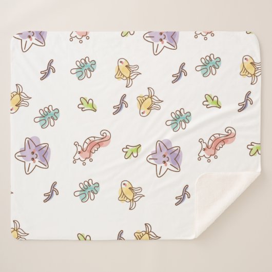 gekleurd zeefpatroon met zeeslepels en vissen v sherpa deken (Voorkant (horizontaal))