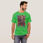 Gekleurde abstracte figuren t-shirt (Voorkant volledig)