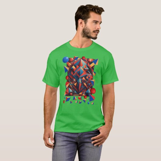 Gekleurde abstracte figuren t-shirt (Voorkant volledig)