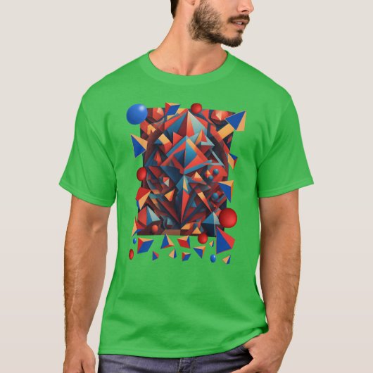 Gekleurde abstracte figuren t-shirt (Voorkant)