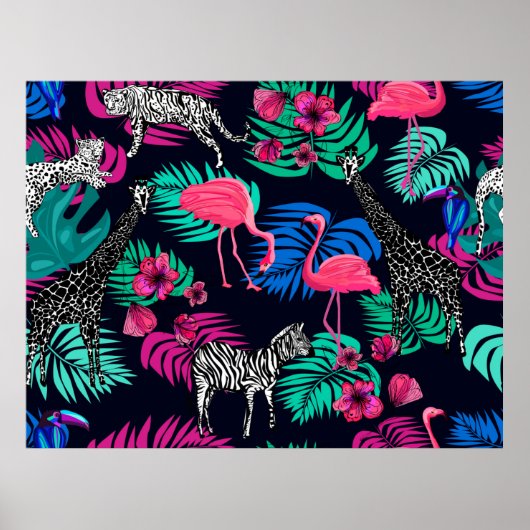 gekleurde afrikaanse achtergrond , giraffe , leopa poster (Voorkant)