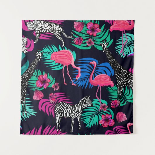 gekleurde afrikaanse achtergrond , giraffe , leopa wandkleed (Voorkant)