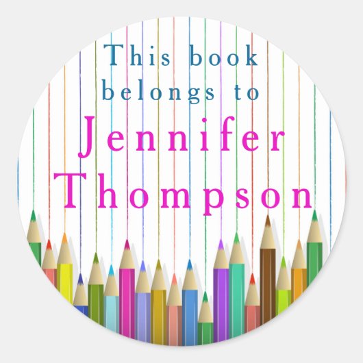 Gekleurde Art Pencil Sticker Terug naar School Cus (Voorkant)