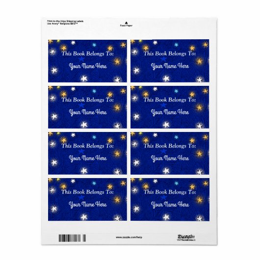 Gekleurde Avondsterren Etsen Aangepaste Boekplaat Etiket (Full Sheet)