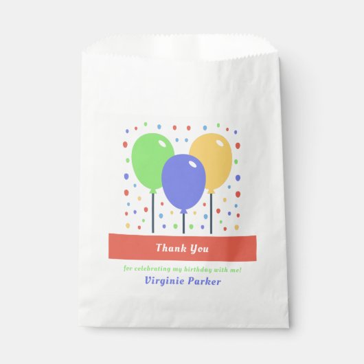 Gekleurde Ballons Verjaardag Dank u Favor Bag Bedankzakje (Voorkant)