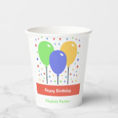 Gekleurde Ballons Verjaardag Papier Cups Papieren Bekers (Voorkant)