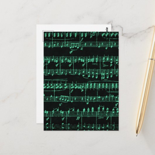 Gekleurde bladmuziek briefkaart (Voorkant / Achterkant in situ)