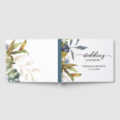 Gekleurde blauwe en groene botanische olie gastenboek (Volledig)