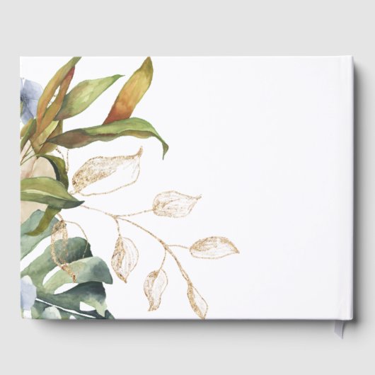 Gekleurde blauwe en groene botanische olie gastenboek (Achterkant)