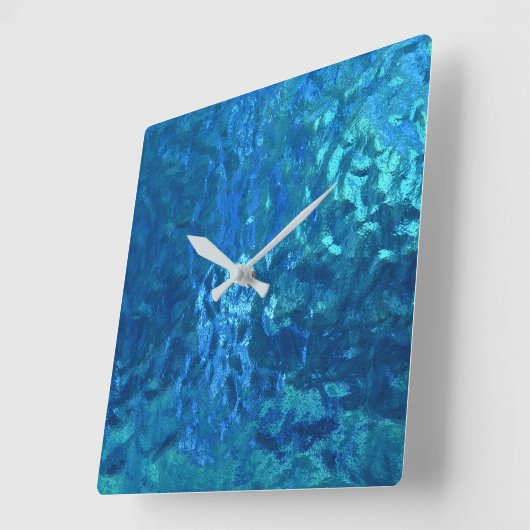 gekleurde blauwe glazen macro vierkante klok (Hoek)