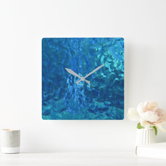 gekleurde blauwe glazen macro vierkante klok (Huis)