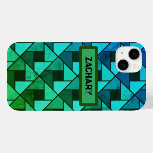 Gekleurde blauwe groene geometrisch Case-Mate iPhone case (Achterkant (horizontaal))
