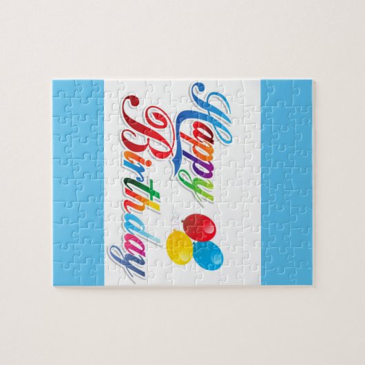  gekleurde blije verjaardagsraadsel legpuzzel (Horizontaal)