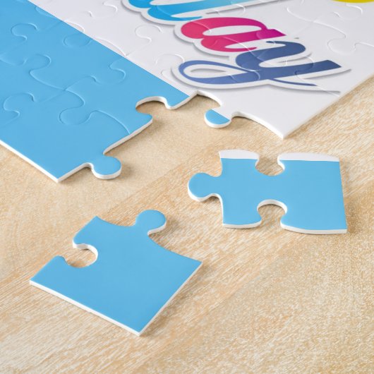  gekleurde blije verjaardagsraadsel legpuzzel (Zijkant)