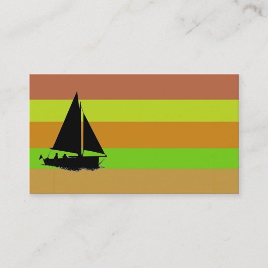 Gekleurde Block Art Zeilboot Visitekaartjes (Voorkant)