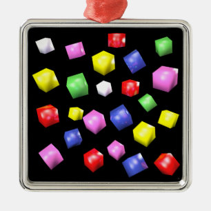 Gekleurde blokjes 3d gerenderd metalen ornament