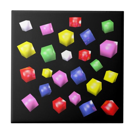 Gekleurde blokjes 3d gerenderd tegeltje (Voorkant)