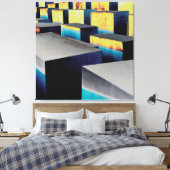 Gekleurde blokjes canvas afdruk (Insitu (Slaapkamer))