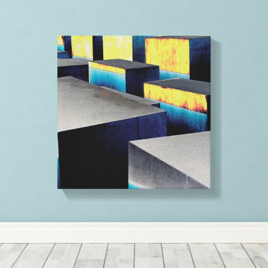 Gekleurde blokjes canvas afdruk (Insitu (Houten vloer))