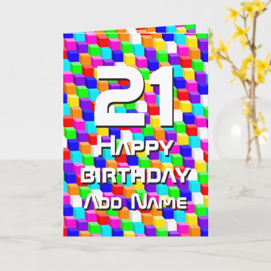 Gekleurde blokjes kaart (Gele Bloem)