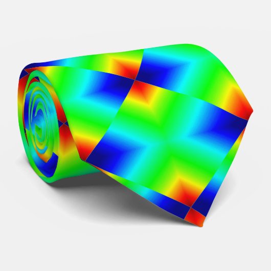 Gekleurde blokken gloeien in de donkere multi kleu stropdas (Opgerold)