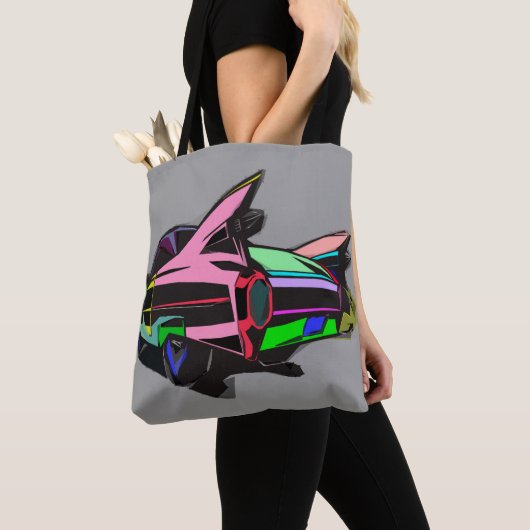 gekleurde cadillac tote bag (Dichtbij)