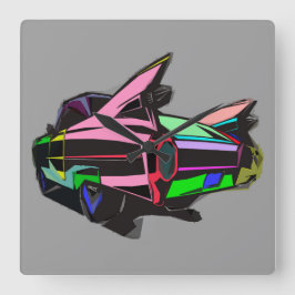 gekleurde cadillac vierkante klok