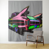 gekleurde cadillac wandkleed (In situ)