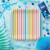 Gekleurde Candy Strepen Papieren Bordje (Feest)
