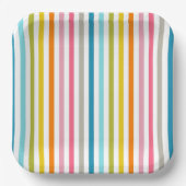 Gekleurde Candy Strepen Papieren Bordje (Voorkant)