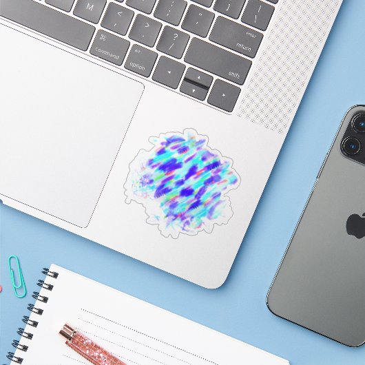 Gekleurde Chaos Sticker (Laptop met iPhone)